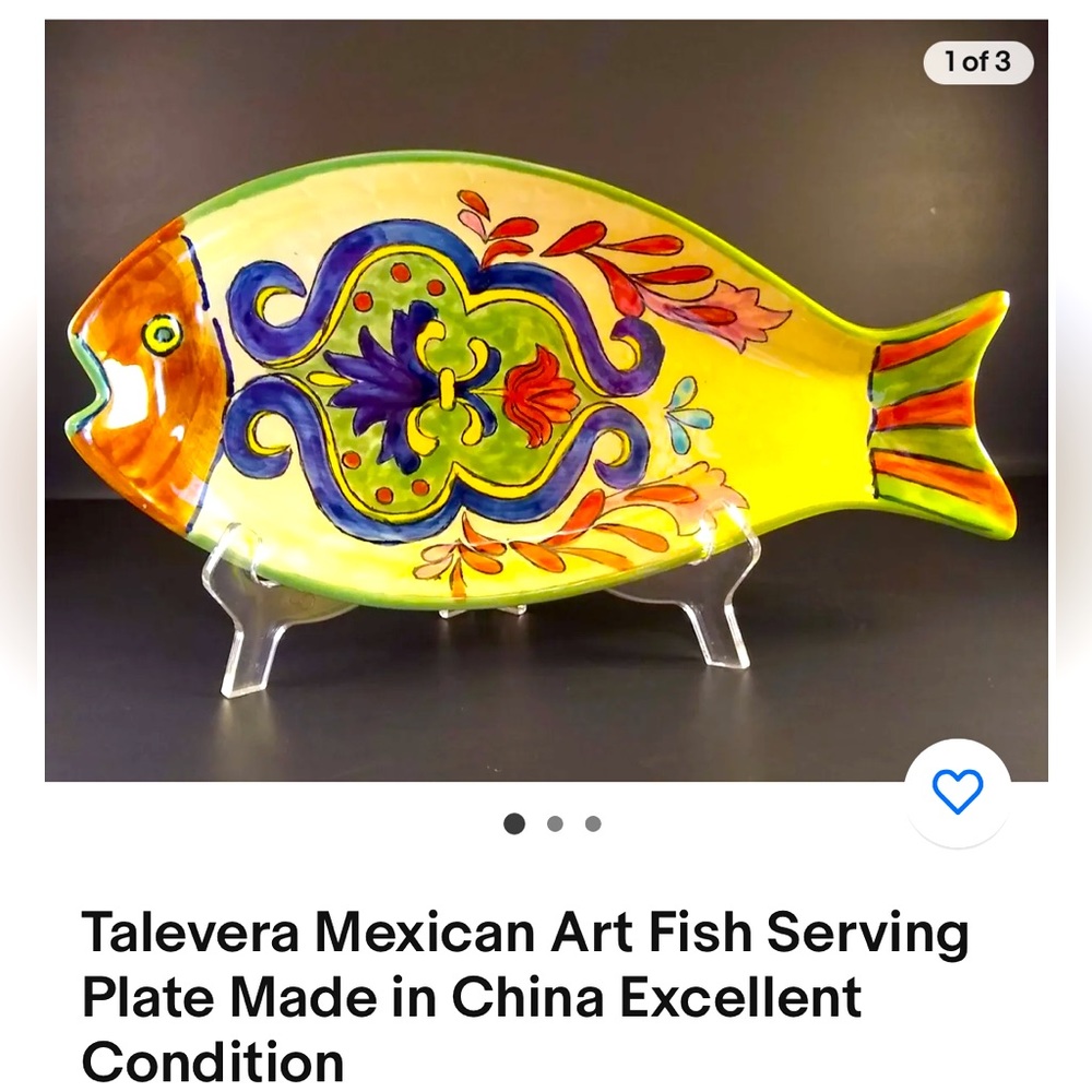 Gorgeous Talevera Mexican fish plate